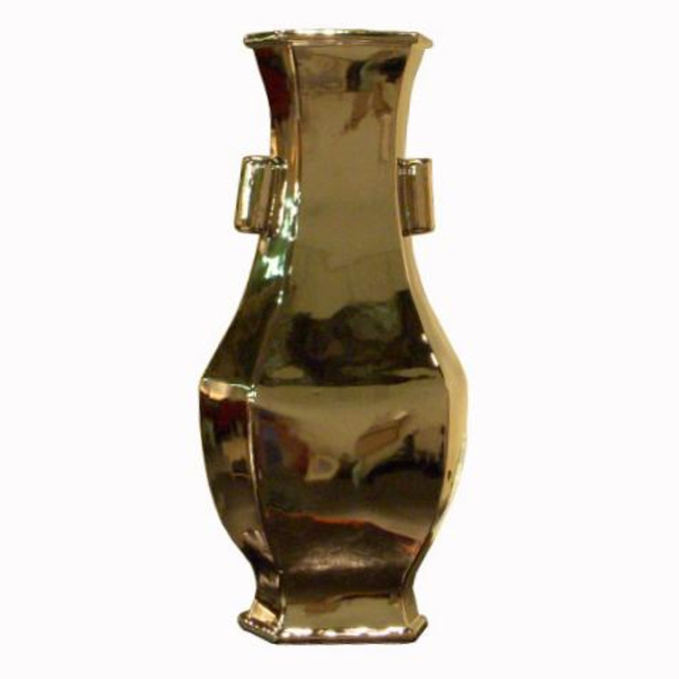 1251-SIL Legend Of Asia Hex Vase Wide Lip - Silver