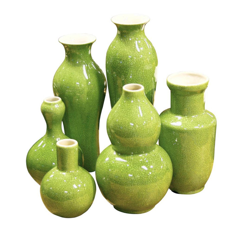 1299-LG Legend Of Asia Assorted Vases Set Of 6 - Lime