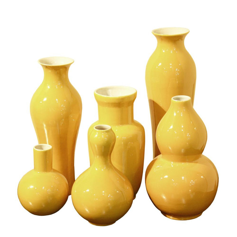1299-Y Legend Of Asia Assorted Vases Set Of 6 - Yellow