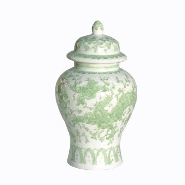 1564 Legend Of Asia Celadon Dragon Lotus Temple Jar