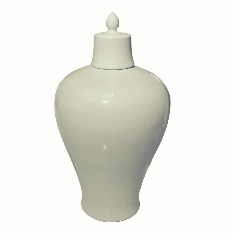 1572 Legend Of Asia Matte Glaze White Lidded Plum Vase