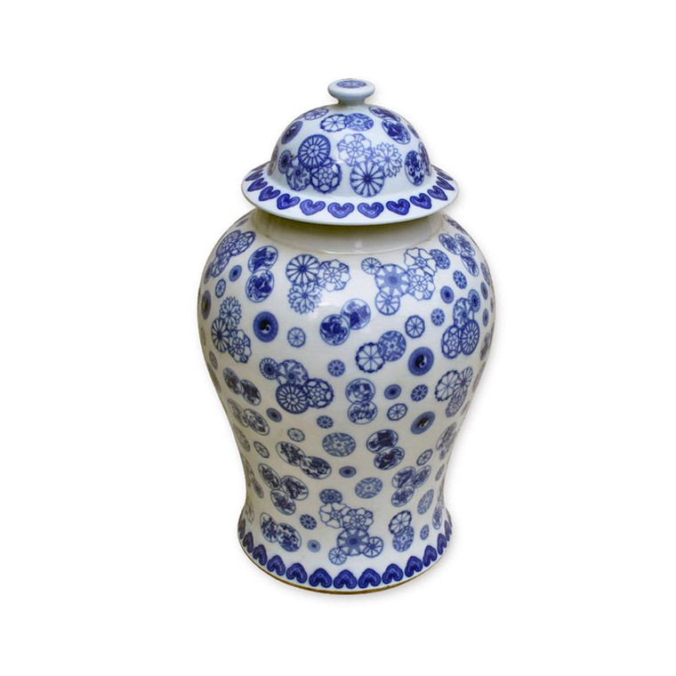 1608 Legend Of Asia Blue & White Ball Flower Temple Jar