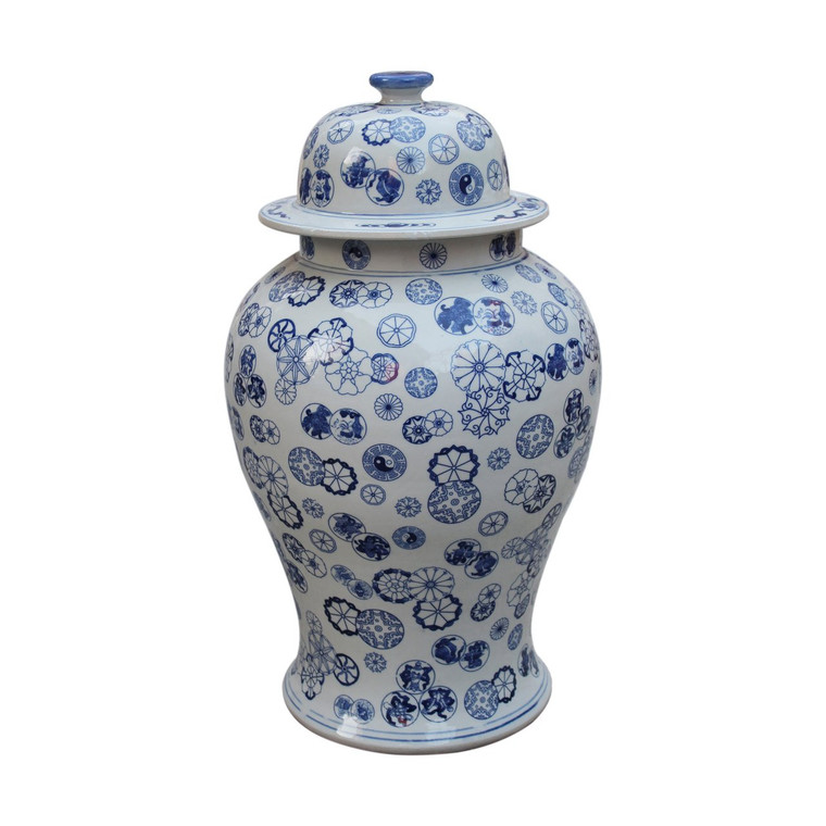 1608L Legend Of Asia Blue & White Ball Flower Temple Jar - Large