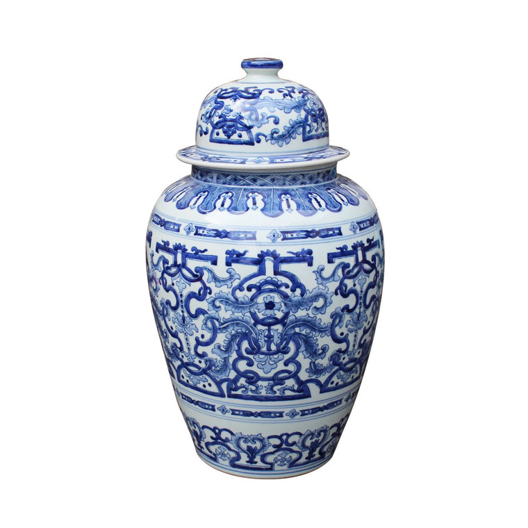1934 Legend Of Asia Blue & White Grass Dragon Heaven Jar