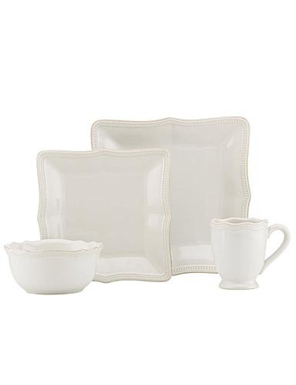Lenox French Perle Bead White Square 4-Piece Place Setting Set 854796