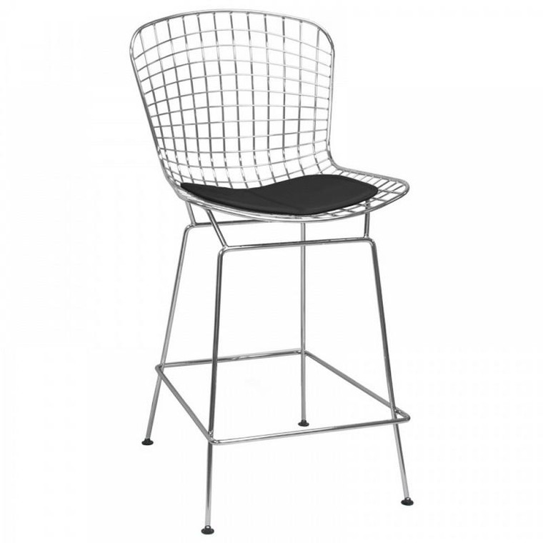 Mod Made Chrome Wire Black Counter Stool MM-8033LS