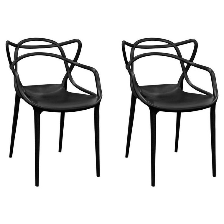 Mod Made Loop Masters Black Dining Chair - Pack Of 2 MM-PC-006