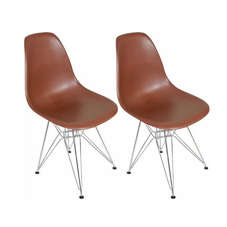 Mod Made Paris Tower Chrome Eiffel Chocolate Side Chair - Pack Of 2 MM-PC-016