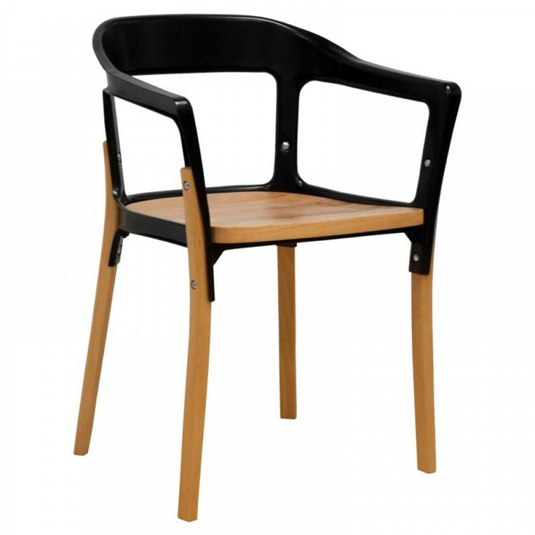 Mod Made Jasper Steel Wood Arm Chair - Black/Natural MM-WS-009