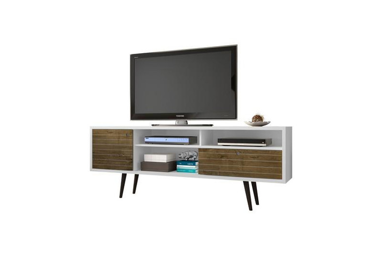202AMC69 Liberty 70.86" TV Stand w/ 4-Shelving/1-Drawer -White/Rustic Brown