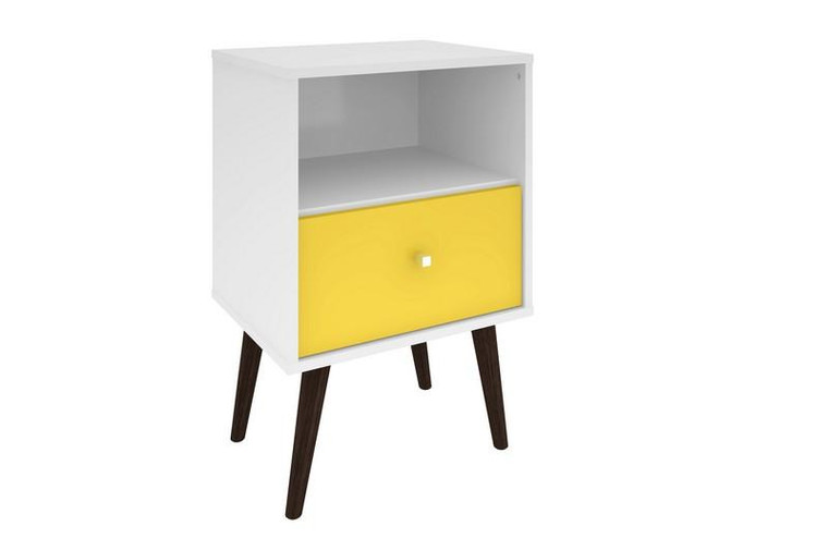 203AMC63 Liberty Nightstand 1.0 with 1-Cubby Space/1-Drawer - White/Yellow