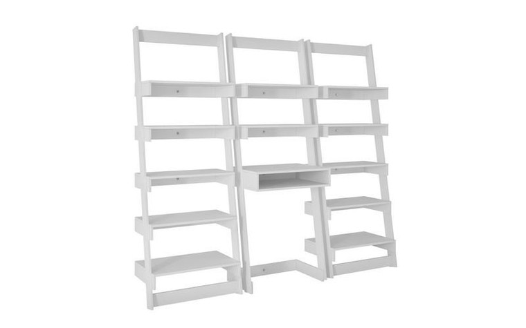 3-2021AMC6 3-Piece Carpina Home Floating Ladder Shelf Office Desk - White