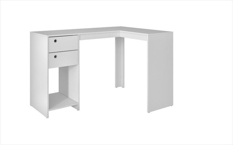 41AMC6 Manhattan Palermo Classic L-Desk with 2-Drawers/1-Cubby - White