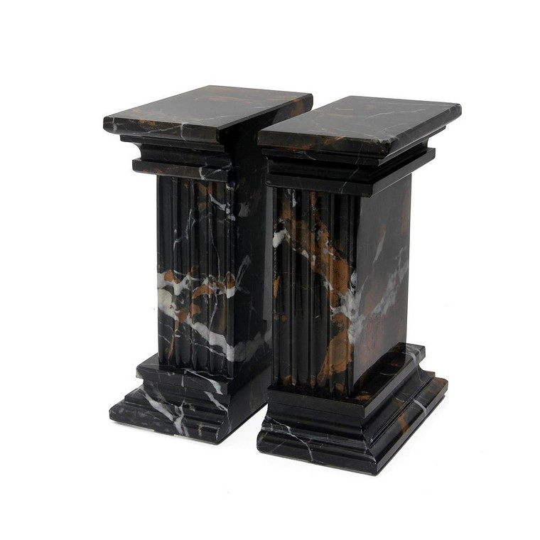 BE40-BG Black & Gold Marble Renaissance Bookends by Marble Crafter