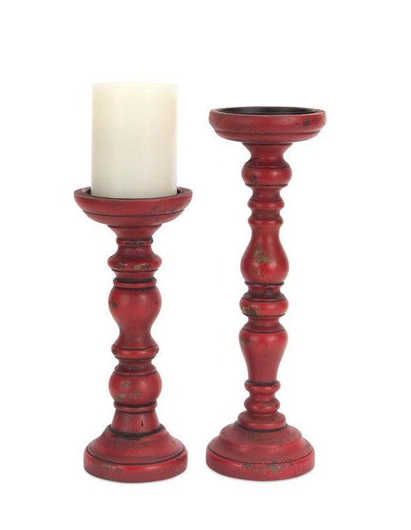 Melrose Antique Candle Holders (Set Of 2) - Wood - (Pack Of 2) 54680