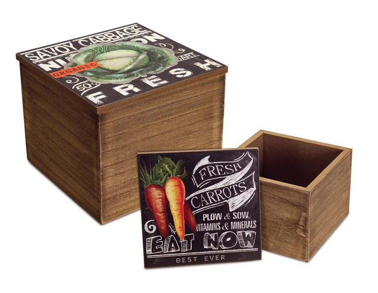 Melrose Vegetable Box (Set Of 2) 6", 8"Sq Mdf - (Pack Of 2) 62499