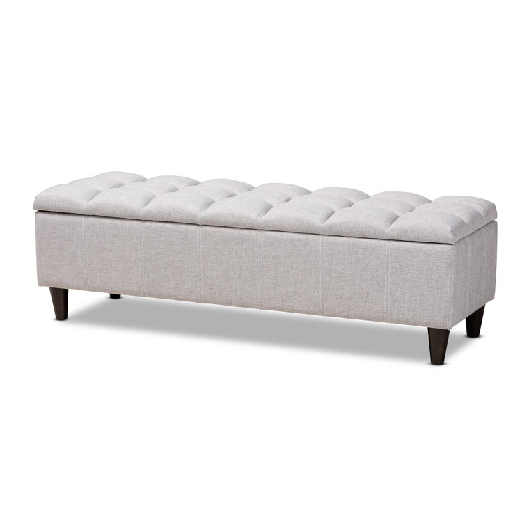 Brette Mid-Century Modern Grayish Beige Fabric Upholstered Dark Brown Finished Wood Storage Bench Ottoman Bbt3162-Greyish Beige-Otto BBT3162-Greyish Beige-Otto By Baxton Studio