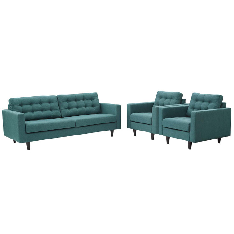 Modway Empress Sofa And Armchairs Upholstered Fabric Set Of 3 EEI-1314-TEA