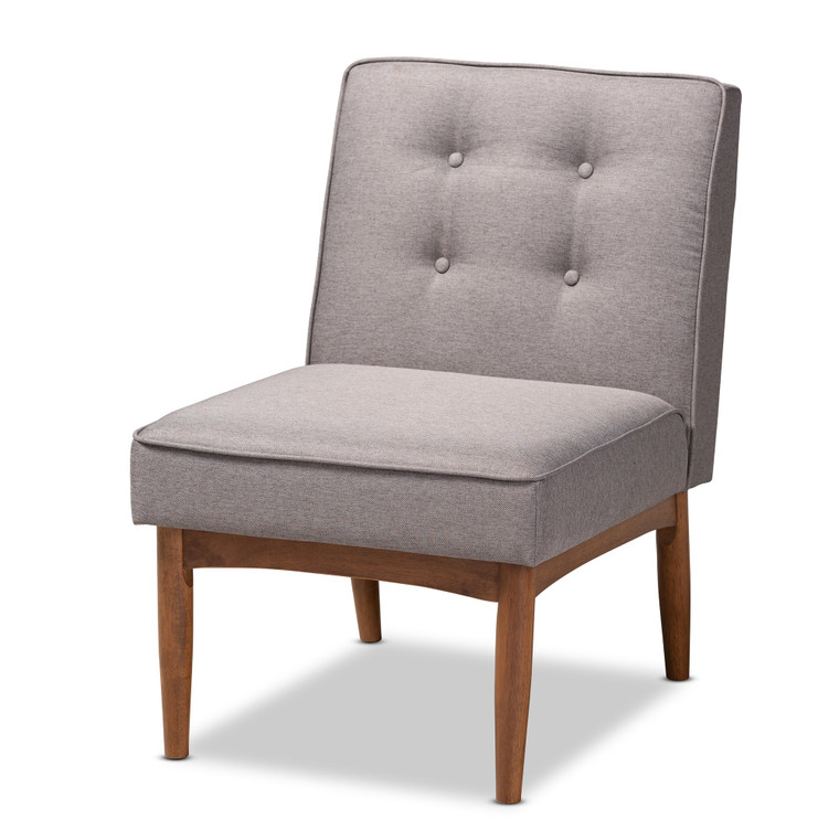 Baxton Arvid Mid-Century Modern Gray Fabric Upholstered Wood Dining Chair BBT8051-Grey-CC