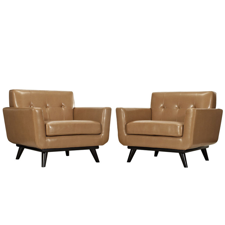 Modway Engage 2 Piece Leather Tan Accent Chairs Set - EEI-1665-TAN-SET