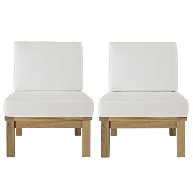 Modway Marina 2-Piece Outdoor Patio Teak Sofa Set - Natural/White EEI-1821