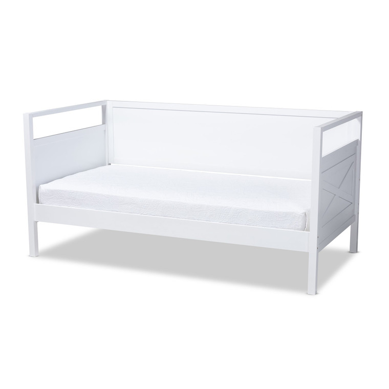Baxton Cintia Cottage Farmhouse White Finished Wood Twin Size Daybed Cintia-White-Daybed