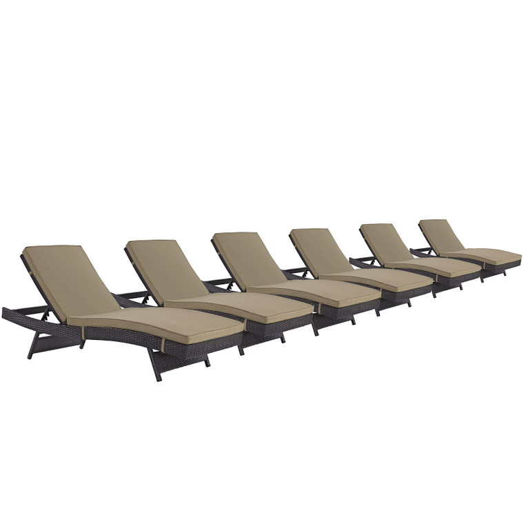 Modway Convene Chaise Outdoor Patio Set Of 6 - Espresso/Mocha