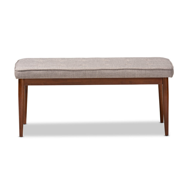 Baxton Itami Mid-Century Modern Light Grey Fabric Upholstered Medium Oak Finished Wood Dining Bench Itami-Light Grey/Medium Oak-Bench