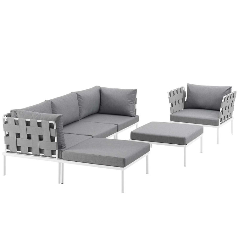 Best Modway Harmony 6 Piece Outdoor Patio Aluminum Sectional Sofa Set