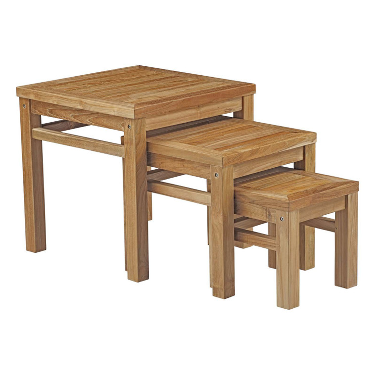 Modway Marina Outdoor Patio Teak Nesting Table - Wood EEI-2704-NAT
