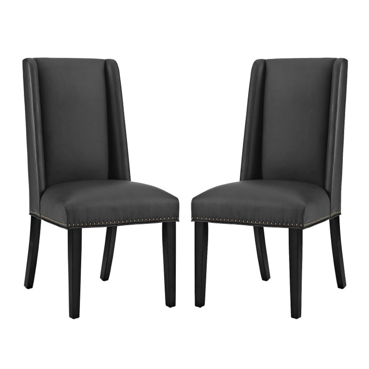 Modway Baron Dining Chair Vinyl Set Of 2 EEI-2747-BLK-SET