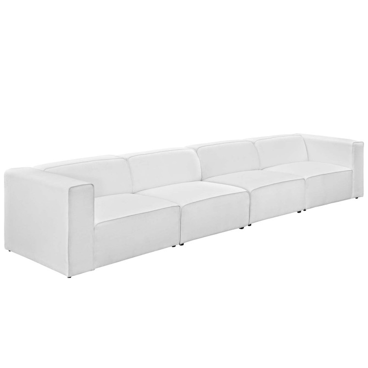 Modway Mingle 4 Piece Upholstered Fabric Sectional Sofa Set EEI-2829-WHI