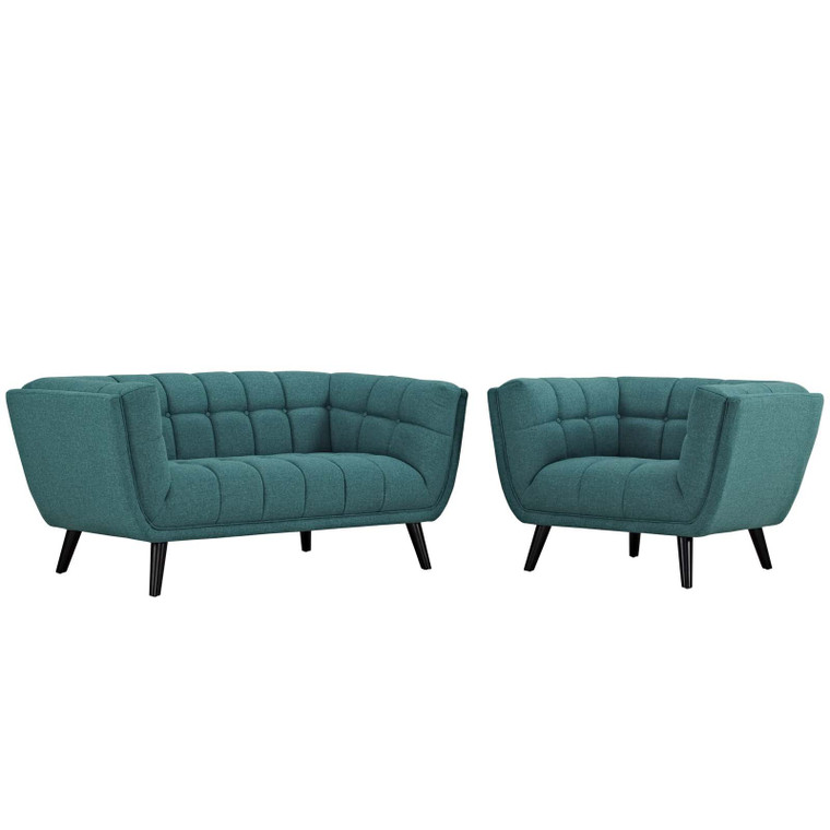 EEI-2972-TEA-SET Bestow 2 Piece Upholstered Fabric Loveseat And Armchair Set By Modway