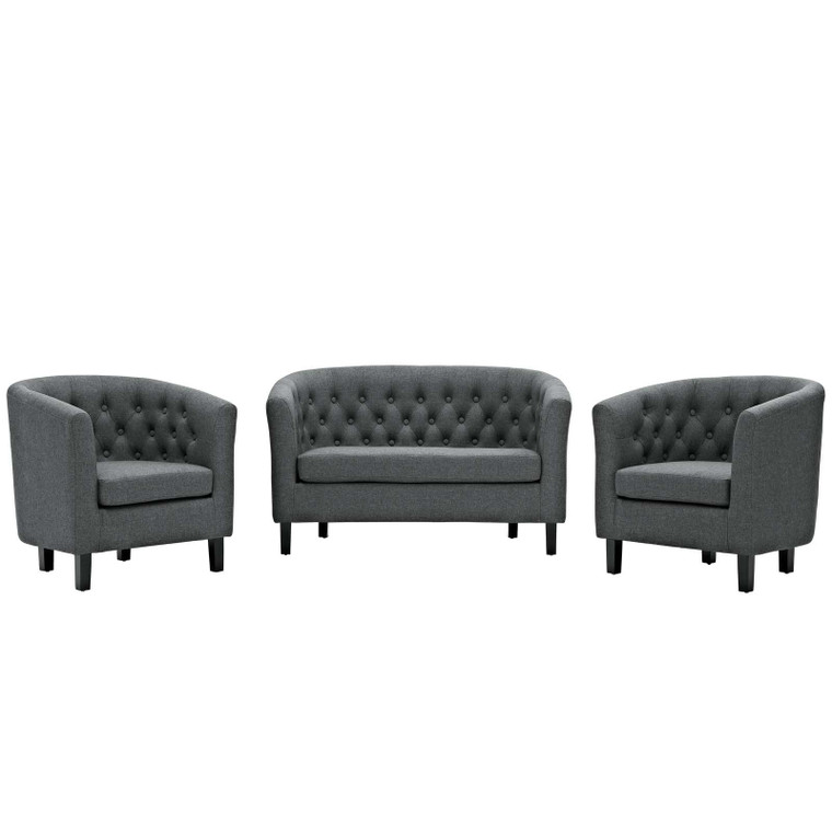EEI-3149-GRY-SET Prospect 3 Piece Upholstered Fabric Loveseat And Armchair Set By Modway