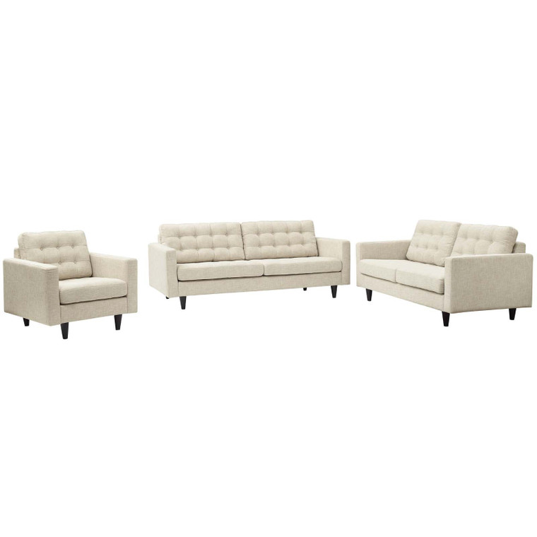 Modway Empress Sofa, Loveseat And Armchair Set Of 3 EEI-3316-BEI