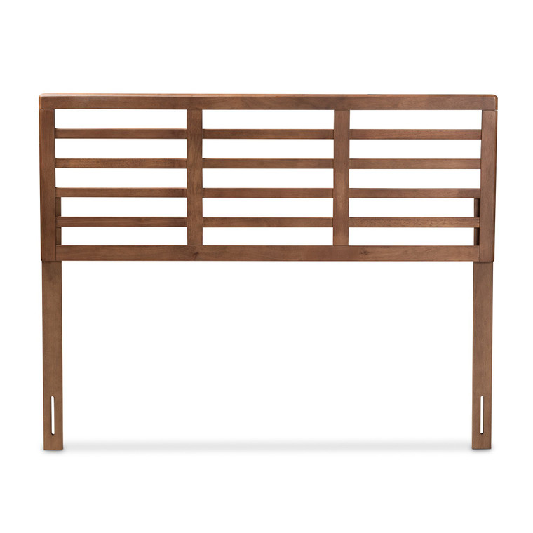 Baxton Salome Mid-Century Modern Walnut Brown Finished Wood King Size Open Slat Headboard MG97063-Ash Walnut-HB-King