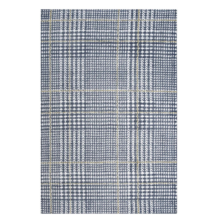 Modway Kaja Abstract Plaid 5X8 Area Rug -Ivory, Cadet Blue & Citron R-1024C-58