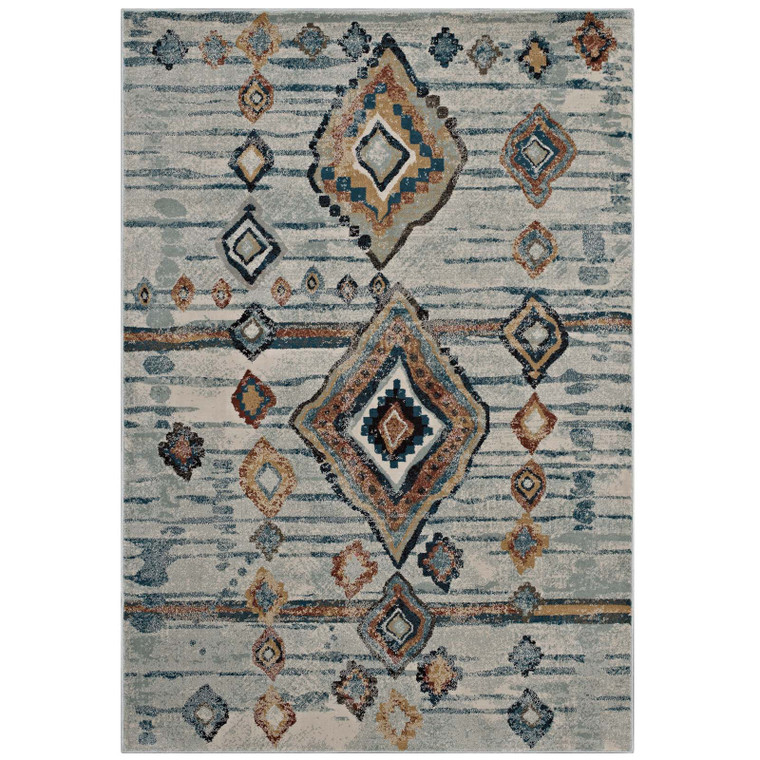 Modway Jenica Distressed Moroccan Tribal Abstract Diamond 8x10 Area Rug