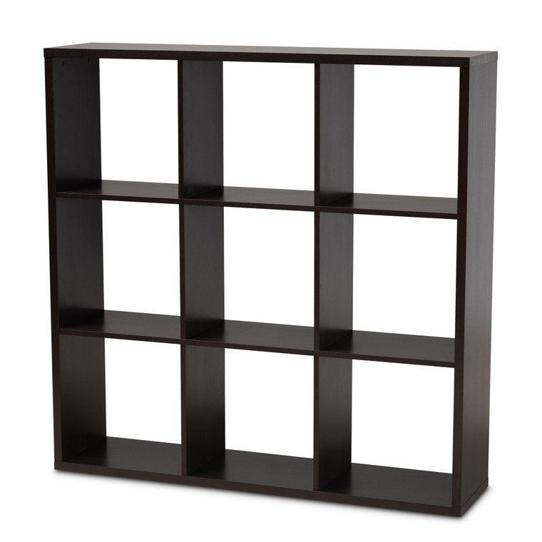 Baxton Janne Modern And Contemporary Dark Brown Finished 9-Cube Multipurpose Storage Shelf SHF-BS-3X3-Wenge