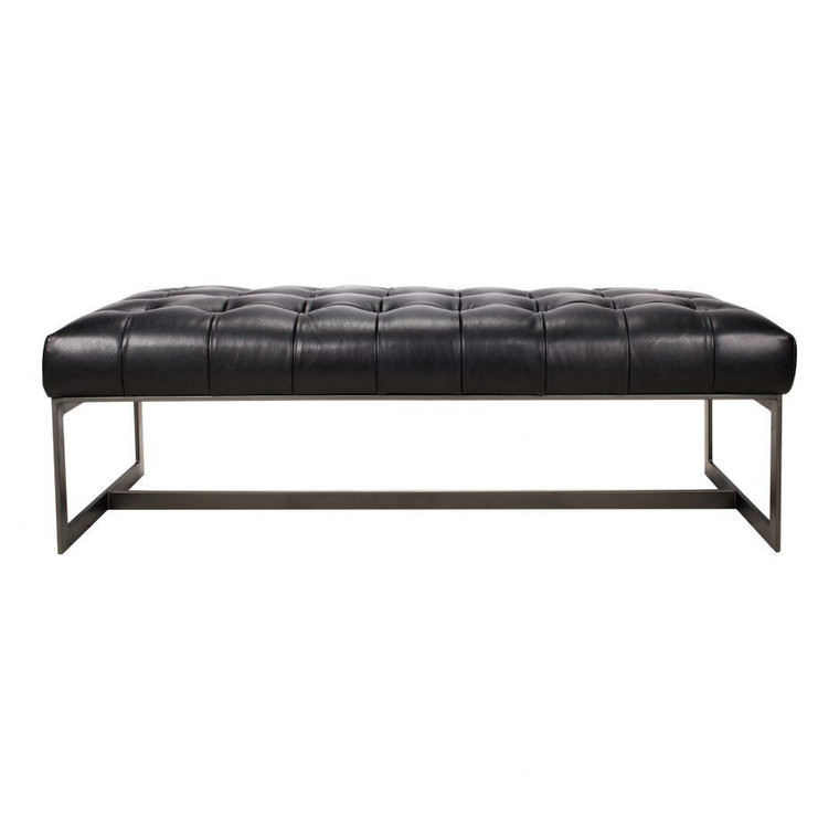Moes Home Wyatt Leather Bench - Black QN-1002-02