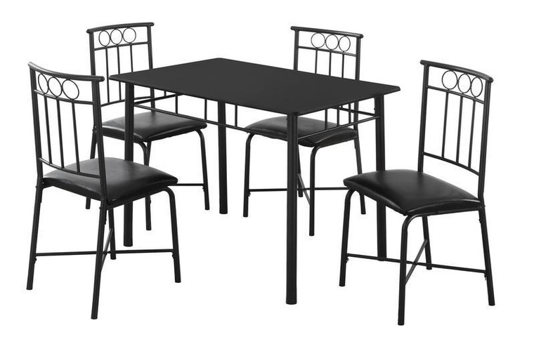 Monarch 5 Piece Dining Set - Black Metal And Top I 1018