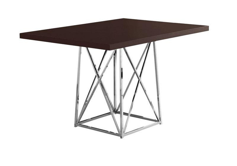 Dining Table - 36"X 48" - Cappuccino - Chrome Metal I 1058