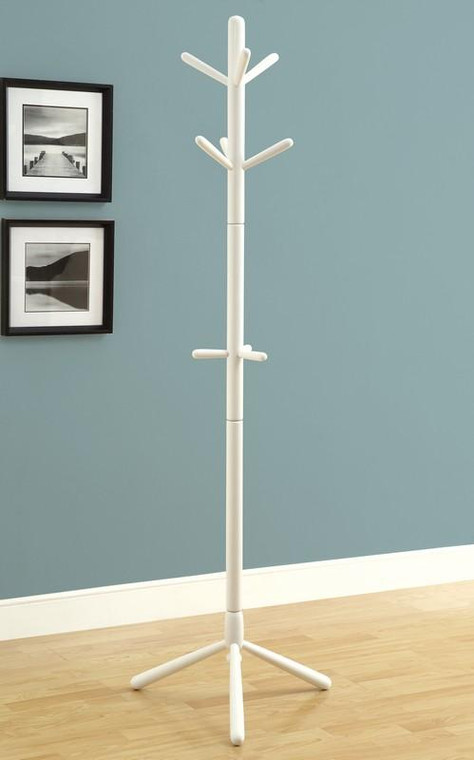 Monarch Coat Rack - 69"H - White Wood Contemporary Style I 2002
