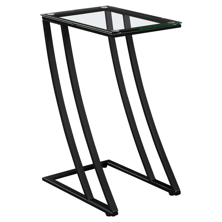Monarch Accent Table - Black Metal With Tempered Glass I 3089