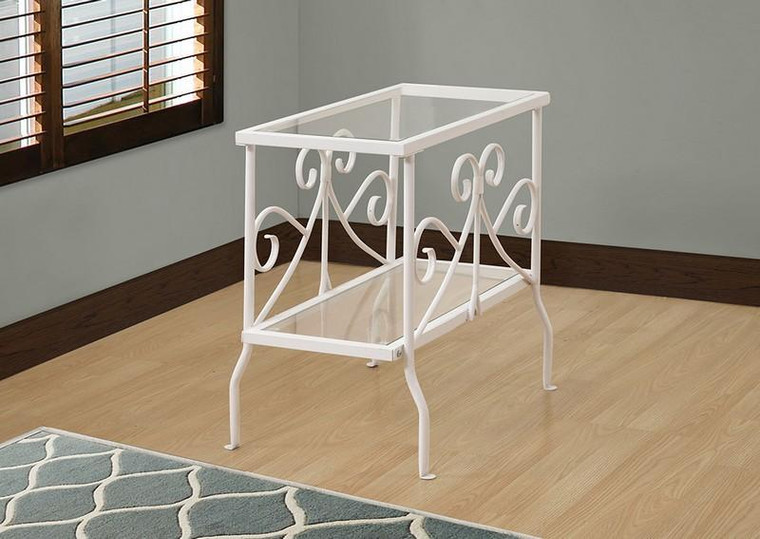 Accent Table - White Metal With Tempered Glass I 3105