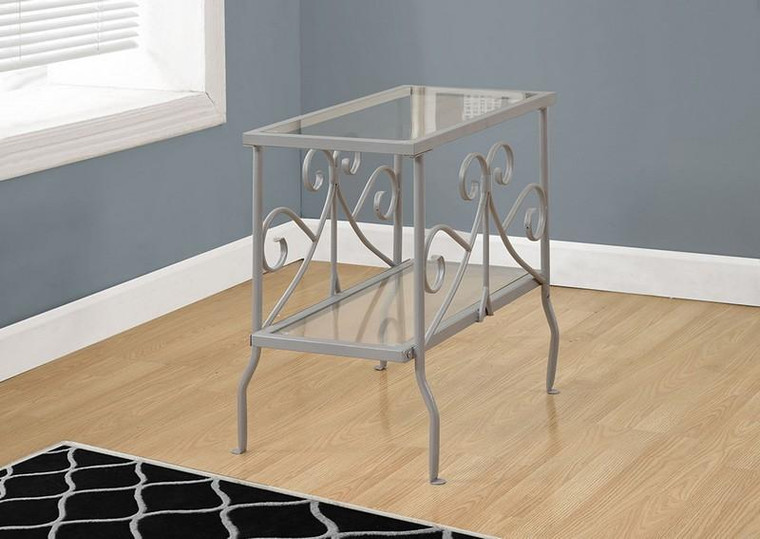Accent Table - Silver Metal With Tempered Glass I 3106