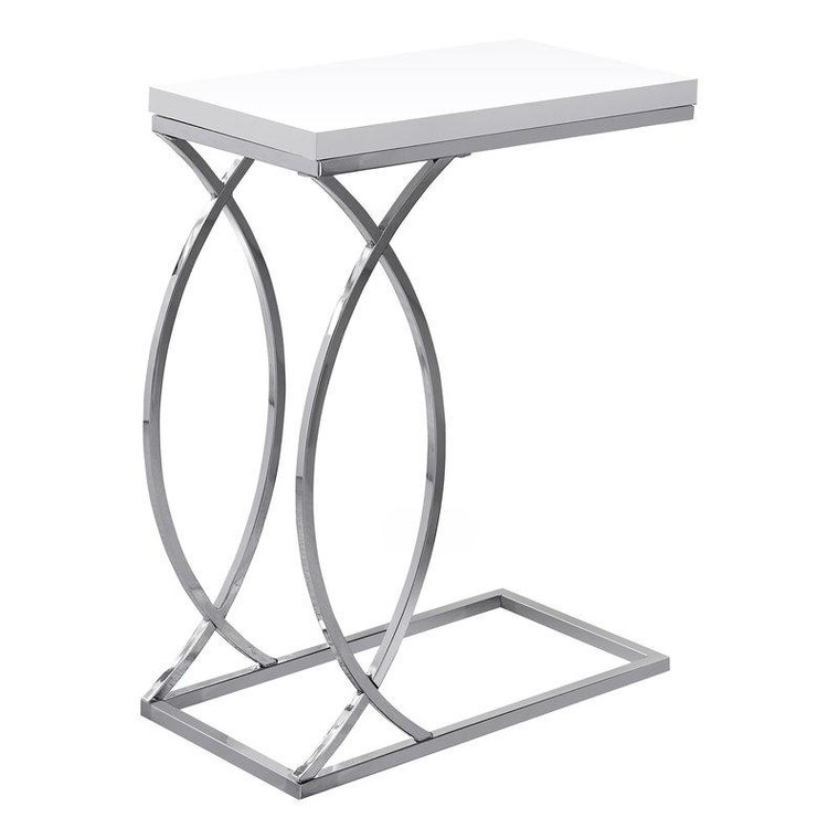 Monarch Accent Table - Glossy White With Chrome Metal I 3184