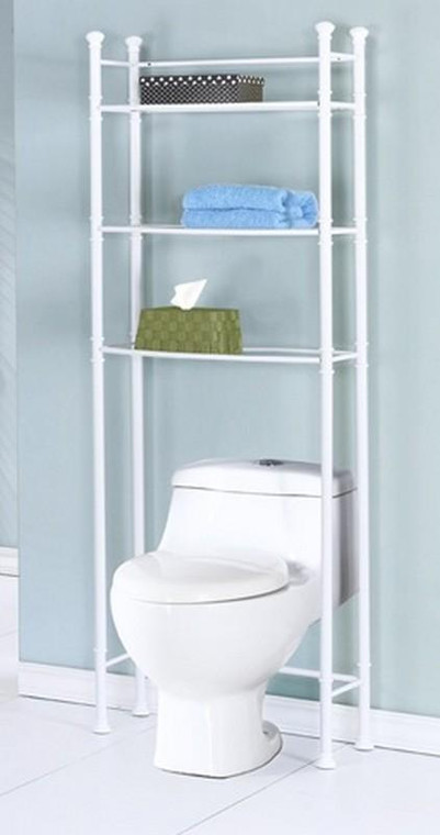 Bathroom Accent - 26"H - White Metal w/ Tempered Glass I 3425
