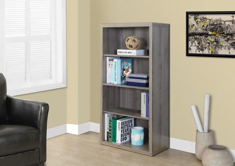 Monarch Bookcase - 48"H - Dark Taupe With Adjustable Shelves I 7060