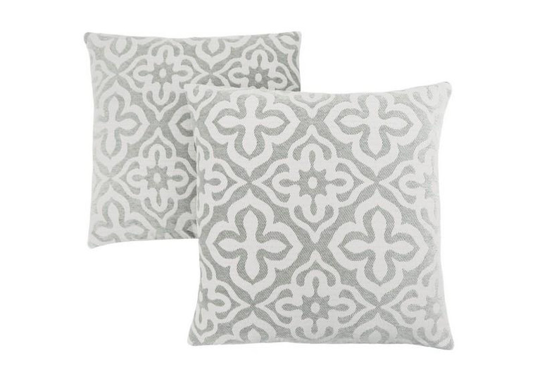Light Grey Motif Design Pillow - 18" x 18" ( Set of 2 ) I 9215